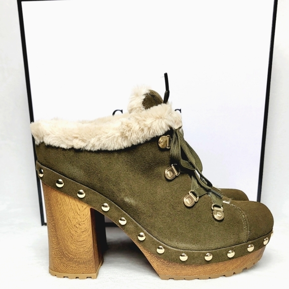 Guess Damery Medium Green  Studded Platform Heels sz 9 - Picture 7 of 12